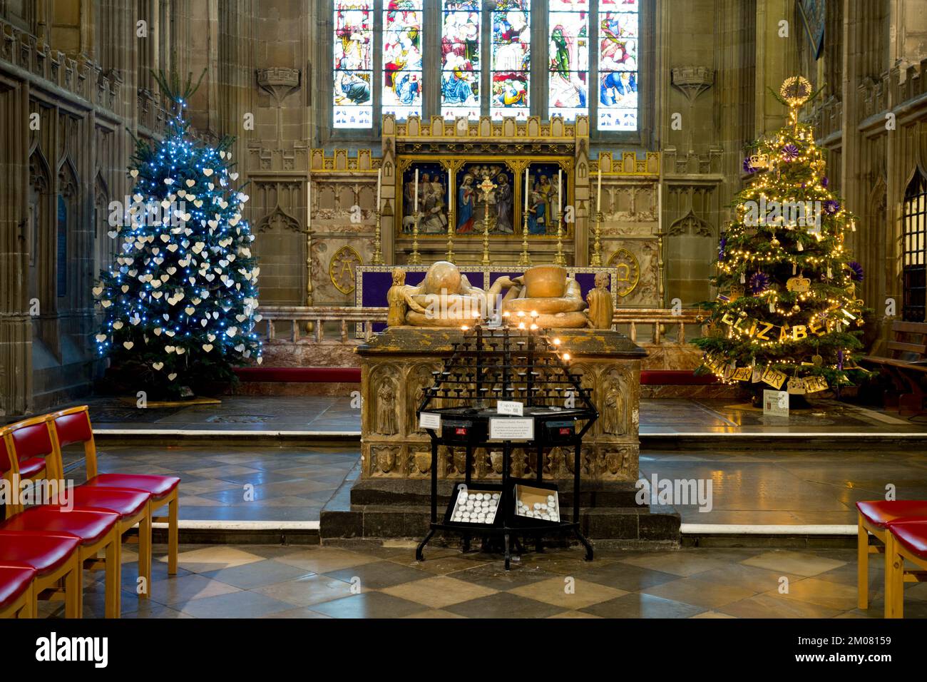 Trees in the Christmas tree festival, St. Mary`s Church, Warwick